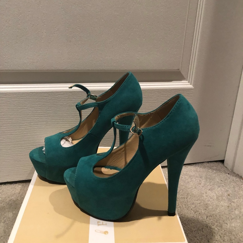 Turquoise Platform Open Toe Heel - Picture 4 of 4